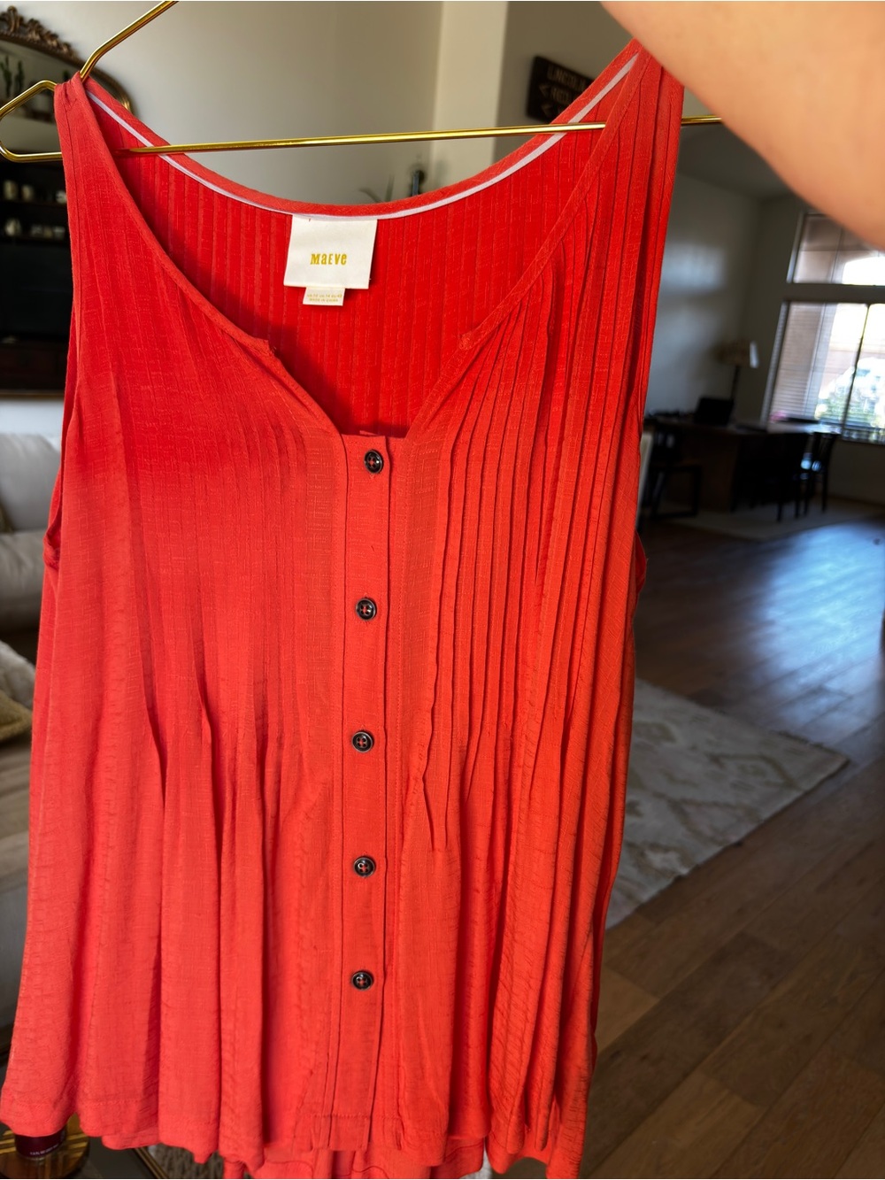 Maeve — Orange Sleeveless V-Neck Flowy Blouse — Size 10 — Anthropologie - Picture 13 of 13